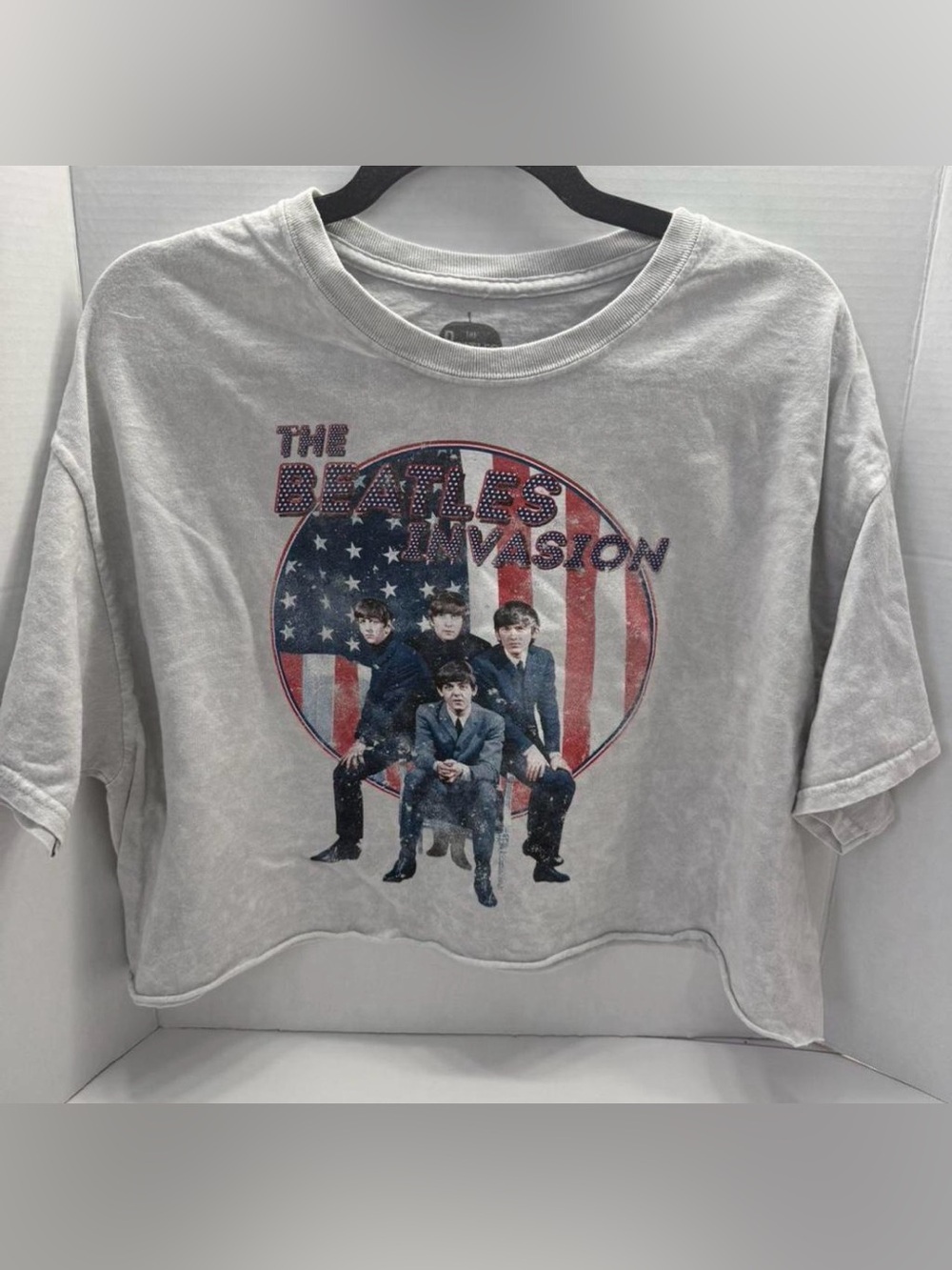 The Beatles Invasion Graphic Crop Tee - Light Gray